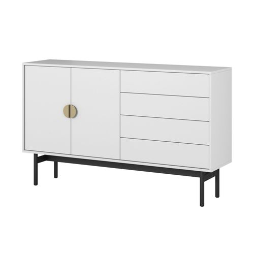 Buffet 2 Portes 4 Tiroirs Blanc 154 Cm