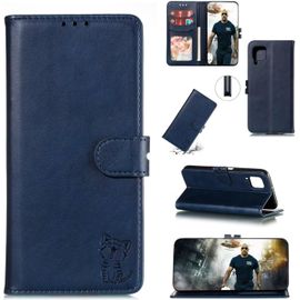 Compatible Con Coque Samsung Galaxy A12 En Cuir Portefeuille Etui Avec Fentes De Cartes, Fonction Support+Film De Protection D?Écran, Flip Case Housse-Bleu