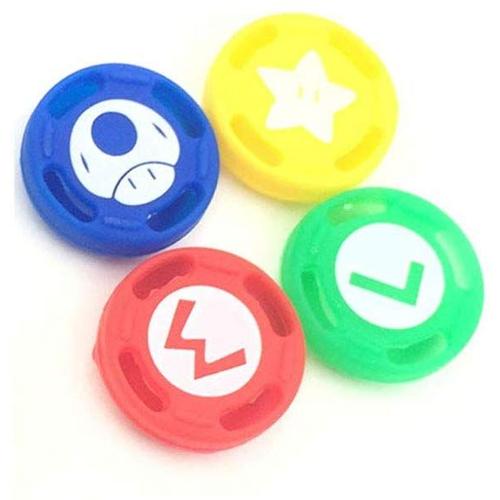 4pcs Thumbstick Grips Cap, Manette En Silicone Manette Analogique Thumb Stick Couvercle Rocker Cap De Rechange Pour Switch Joy-Con,(;Mario);