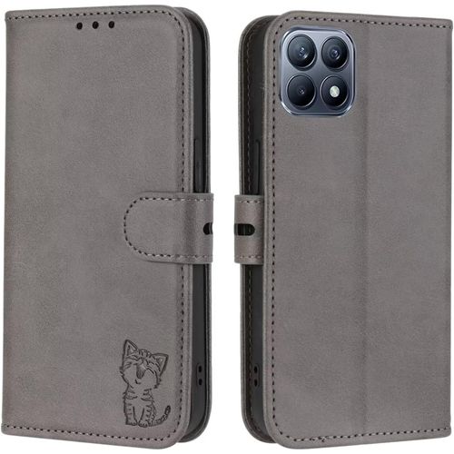 Compatible Con Coque Iphone 13 Pro En Cuir Portefeuille Etui Avec Fentes De Cartes, Fonction Support+Film De Protection D?Écran, Flip Case Housse-Gris