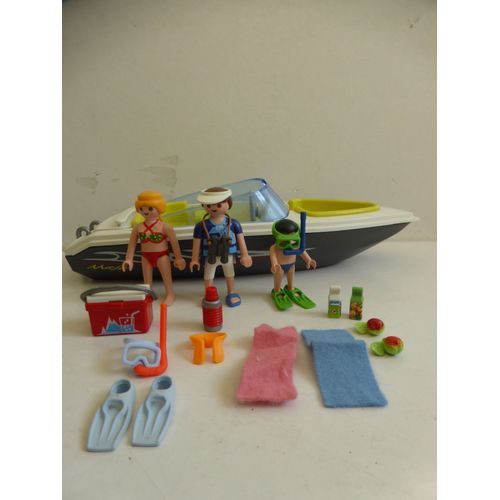 Playmobil Bateau Hors Bord Avec 3 Figurines Vacances Loisirs Plongée