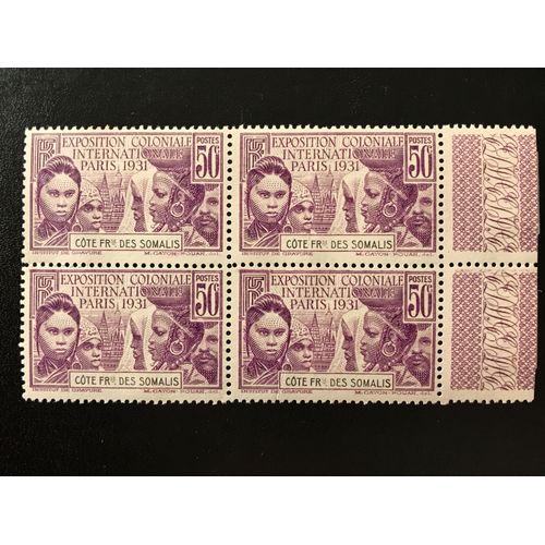 Côte Française Des Somalis Bloc De 4 Timbres Avec Marge Yt 138 De La Série Exposition Coloniale De 1931