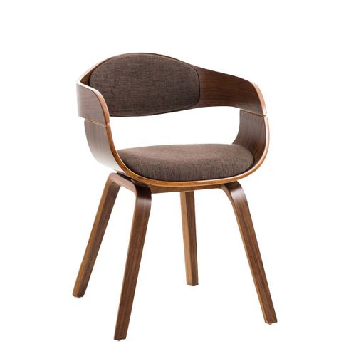 Chaise De Bureau Sans Roulettes Visiteur En Tissu Et Bois Design Retro Et Confort Maximal Noyer Marron Bur10545