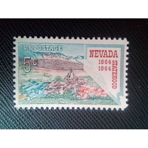 Timbre Etats Unis Yt 764 Centennial Nevada Statehood, Virginia City Et Carte Du Nevada 1964 ( 70106 )