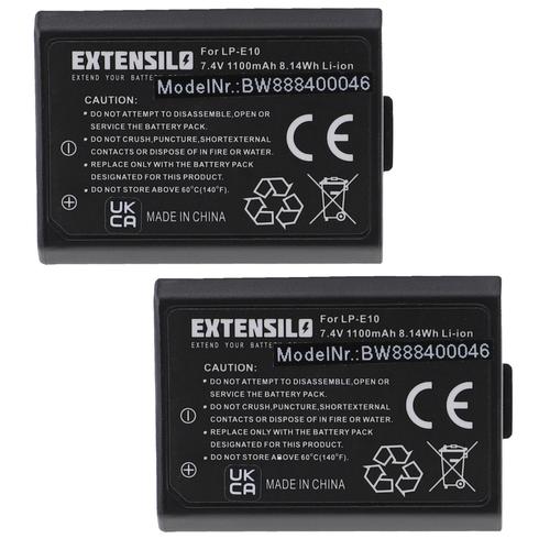 EXTENSILO 2x Batteries compatible avec Canon EOS 2000D, 4000D, 1200D, 1100D, 1300D appareil photo, reflex numérique (1100mAh, 7,4V, Li-ion)