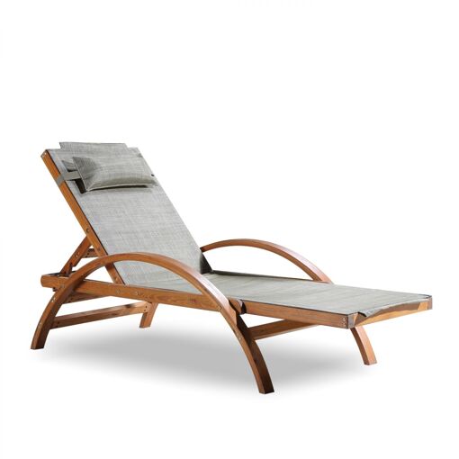 Transat En Bois Et Toile Pvc Gris Olive Naari
