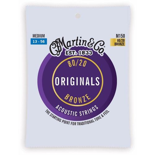 Martin M150 - Jeu De Cordes Guitare Acoustique 80/20 Bronze - Médium 13-56