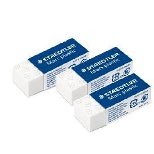Lot De 3 Gommes Blanches - Sans Phtalate Ni Latex - Staedtler - Mars Plastic
