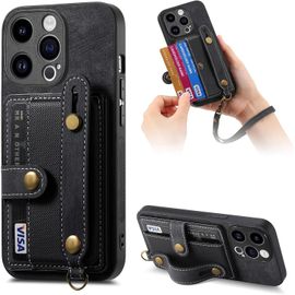 Bracelets Coque Pour Oppo A93 5g - Lanyard Étui Portefeuille Carte Fentes Arrière Poche Antichoc Rotatif Support Housse Protect Cover Pour Oppo A93 5g / Oppo A74 5g / Oppo A54 5g [D9] -Black