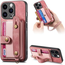 Bracelets Coque Pour Oppo A54 5g - Lanyard Étui Portefeuille Carte Fentes Arrière Poche Antichoc Rotatif Support Housse Protect Cover Pour Oppo A54 5g [D9] -Pink