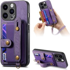 Bracelets Coque Pour Oppo A54 5g - Lanyard Étui Portefeuille Carte Fentes Arrière Poche Antichoc Rotatif Support Housse Protect Cover Pour Oppo A54 5g [D9] -Purple