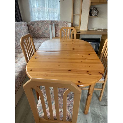 Table En Pin Véritable + 4 Chaises Assise Tissu