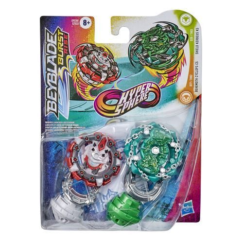 Beyblade Burst Rise - Pack Duel Hypersphere Toupies Shield Kerbeus Et Behemoth Cyclops