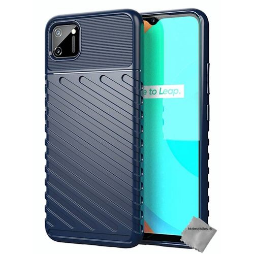 Housse Etui Coque Silicone Gel Thunder Pour Realme C11 2021 + Verre Trempe - Bleu Fonce