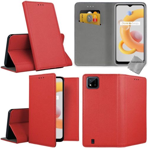 Housse Etui Coque Pochette Portefeuille Pour Realme C11 2021 + Film Ecran - Rouge Magnet