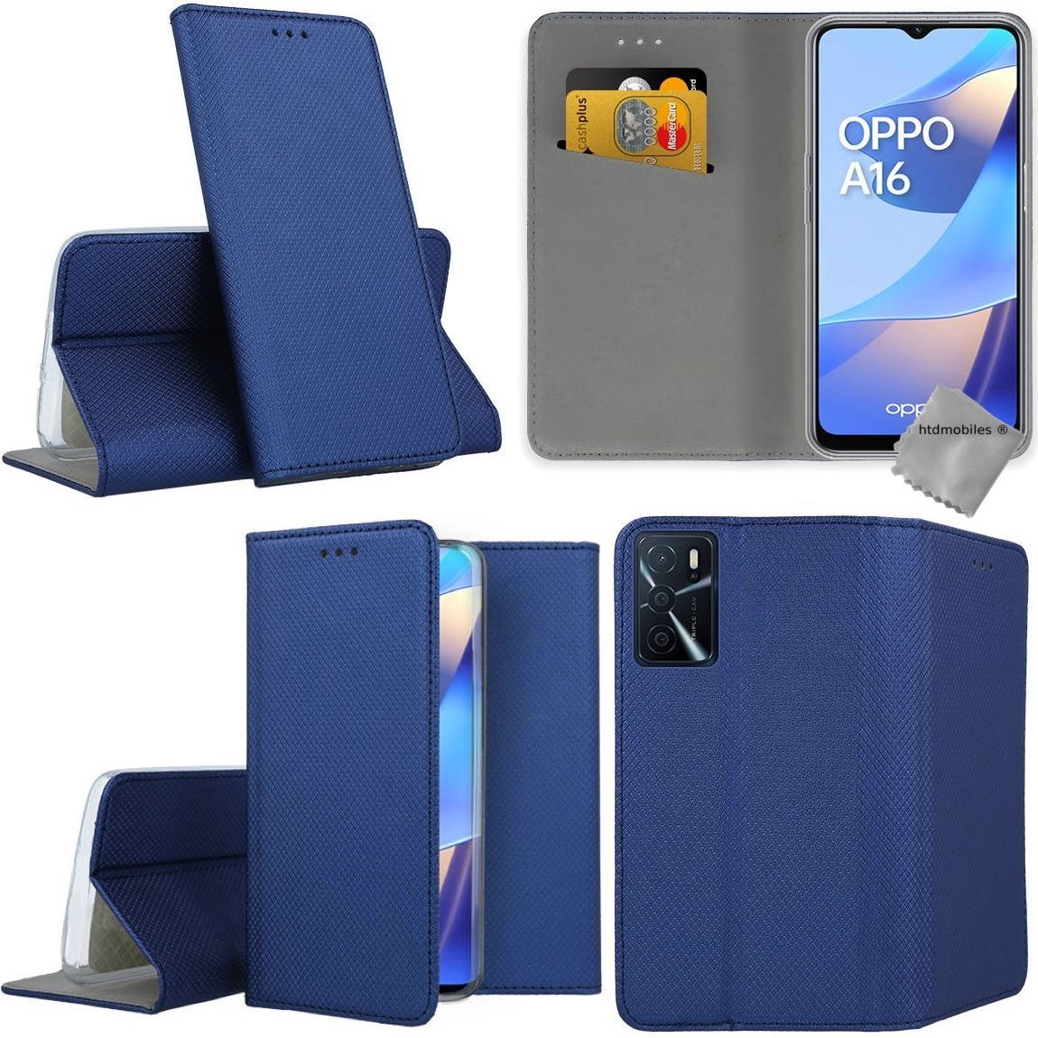 Housse Etui Coque Pochette Portefeuille Pour Oppo A16 / A16s + Film Ecran - Bleu Magnet