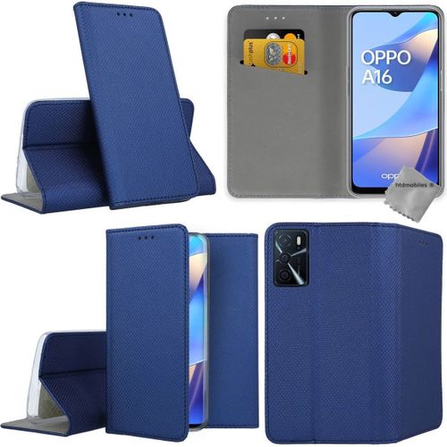 Housse Etui Coque Pochette Portefeuille Pour Oppo A16 / A16s + Verre Trempe - Bleu Magnet