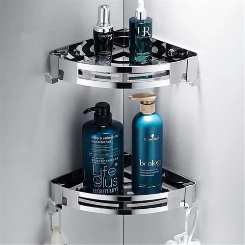 Support de douche mural en acier inoxydable T1 304,quincaillerie pour étagères,triangle d'angle,accessoires sans poinçon - Type triangle-Dual Tier