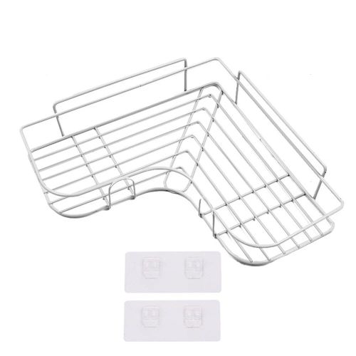Hoshelf-Étagère De Rangement Pour Shampoing,Porte-Cosmétique,Étagère En Métal Sans Poinçon,Étagère D'angle D'évaluation De Condiments,Accessoires - Type Triangle White