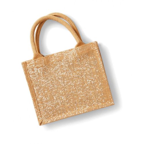Petit sac shopping en toile de jute paillet? - W431 - beige