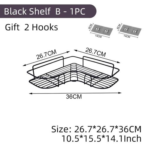 Étagère D'angle En Alliage D'aluminium Sans Perçage,Rangement De Douche,Support T1,Toilette,Maquillage,Évaluation,Shampooing,Approvisionnement Mural - Type Corner Black 1pc #B