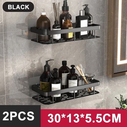 Hoshelf-Étagères De Rangement De Maquillage,Étagères D'angle Murales Pour Wc Et Shampoing - Type Black 2square