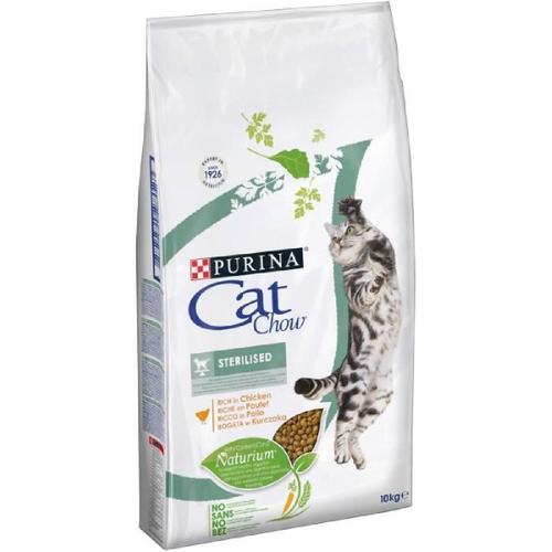 Purina Cat Chow Sterilised Croquettes - Avec Naturiumtm - Riche En Poulet - Pour Chat Adulte - 10 Kg