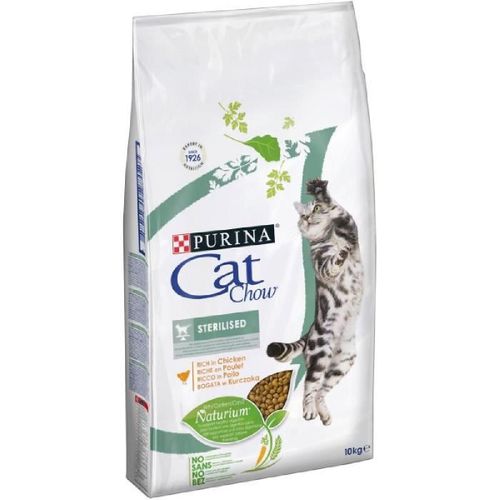 Purina Cat Chow Sterilised Croquettes - Avec Naturiumtm - Riche En Poulet - Pour Chat Adulte - 10 Kg