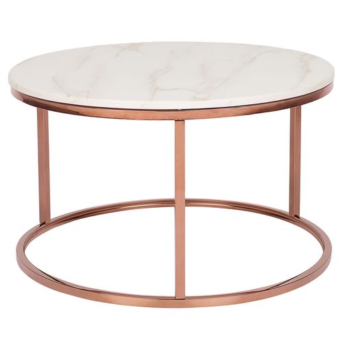 Table Basse Coral Effet Marbre Rose Doré