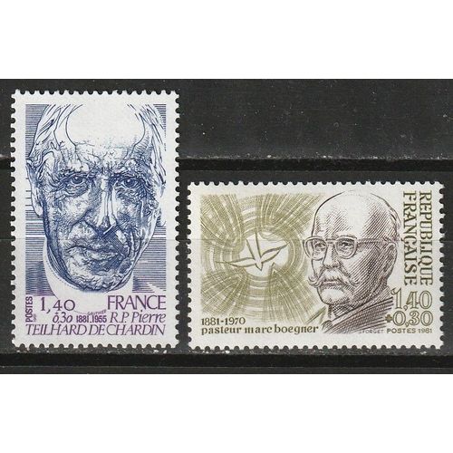 Personnages Célèbres 1981, Révérend Père Pierre Theilhar De Chardin N° 2152 Et Pasteur Marc Boegner N° 2153 Neuf**