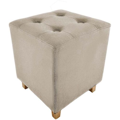 Pouf Carré 35 Cm En Tissu Lin Beige