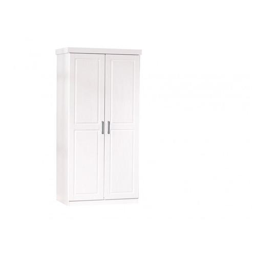 Armoire 2 Portes 95x55x190 Cm En Pin Massif Laqué Blanc