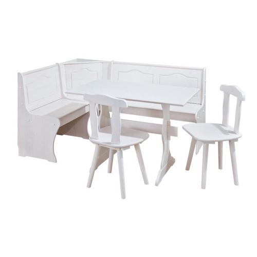 Ensemble Table + Banc + 2 Chaises En Pin Massif Blanc - Chamonix