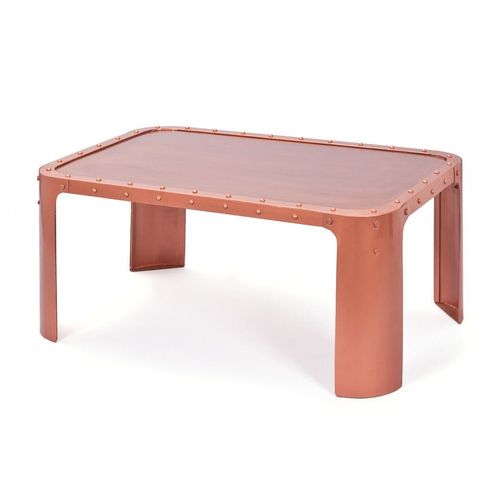 Table Basse 110x70x45 Cm En Métal Cuivré