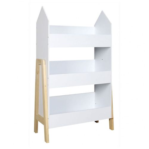 Bibliothèque Pour Enfant 60x27x100 Cm En Bois Blanc Et Naturel