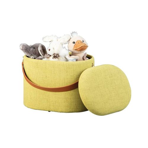 Pouf Avec Rangement 42x30x36 Cm En Tissu Jaune - Dilia