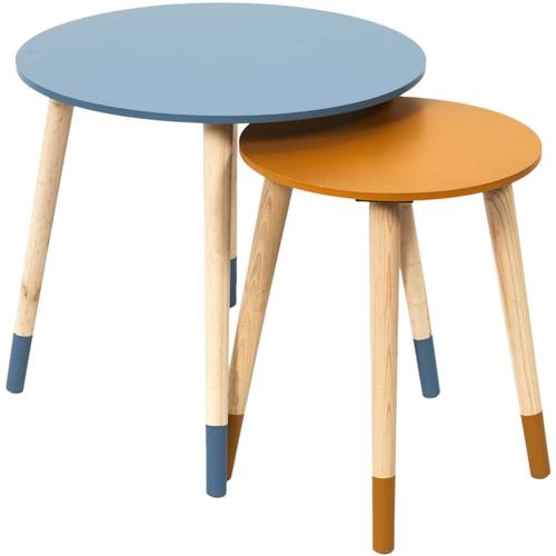 Lot De 2 Tables Gigognes Rondes Bleu Et Orange - Eyota