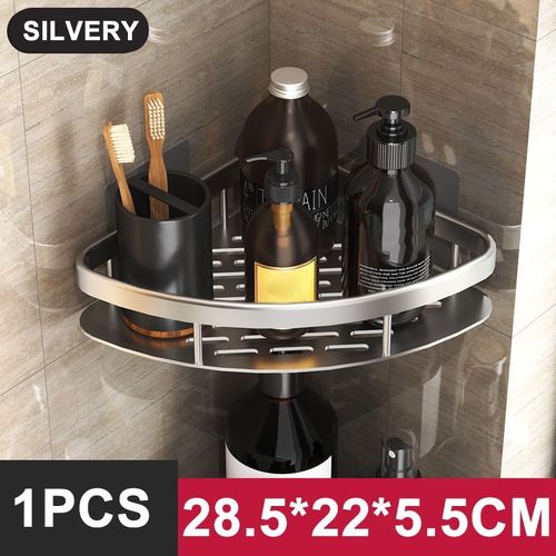 HOShelf-Étagère de Rangement en Alliage d'Aluminium T1 pour Shampooing,Maquillage,Accessoire de Douche,1 Pièce - Type Triangle Silver