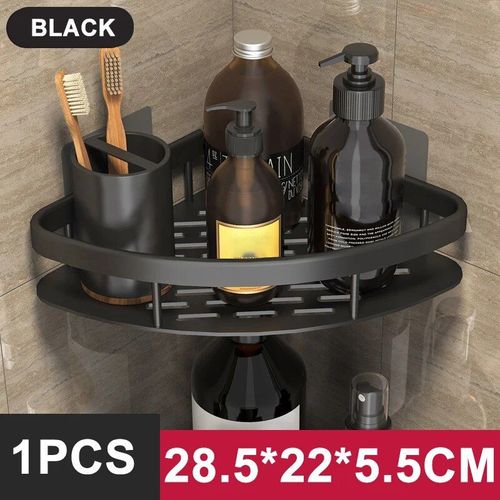 HOShelf-Étagère de Rangement en Alliage d'Aluminium T1 pour Shampooing,Maquillage,Accessoire de Douche,1 Pièce - Type Triangle Black
