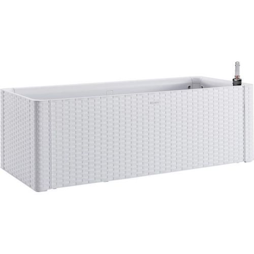 Stefanplast Bac A Fleurs Rectangulaire Natural Delux - 100x43xh33cm - 90 + 6.5l Dans La Réserve - Blanc