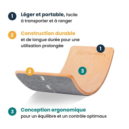 Meowbaby Planche D'équilibre Pour Enfants 80x30cm, Balance Board