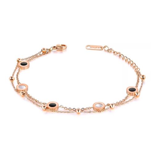 Bracelet En Titane Et Acier Pour Femmes, Bijoux Double Face, Coquillage Noir Et Blanc, Chaîne Pour Cadeau