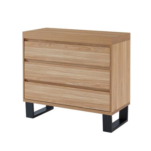 Commode 3 Tiroirs 90x39,5x80 Cm Naturel Et Noir - Felix