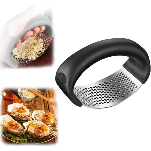 Presse-Ail À Bascule En Acier Inoxydable - 2024 - Appareil De Cuisine - Noir