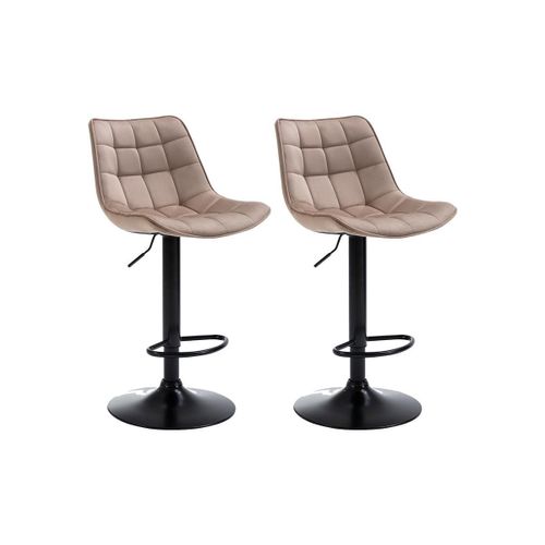 Lot De 2 Tabourets De Bar Lima Ii - Velours Et Métal - Beige