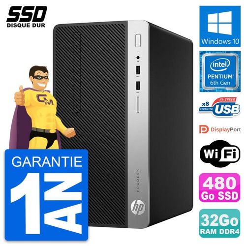 PC Tour HP ProDesk 400 G4 MT Pentium G4400 RAM 32Go SSD 480Go Windows 10 Wifi