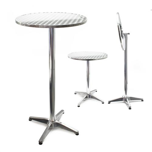 Table Bistro Haute Bar Aluminium Réglage Hauteur Pliable 74/114cm Diamètre 60 Cm Salon Helloshop26 16_0002489