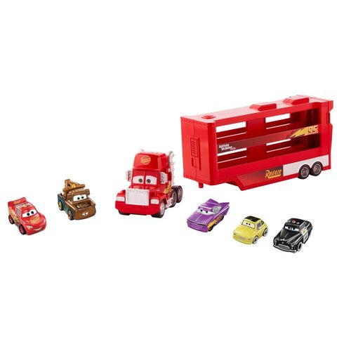 Vehicules Cars Disney Pixar - Camion Transporteur Mack Cars + 5 Mini-Véhicules - Petite Voiture - Dès 4 Ans