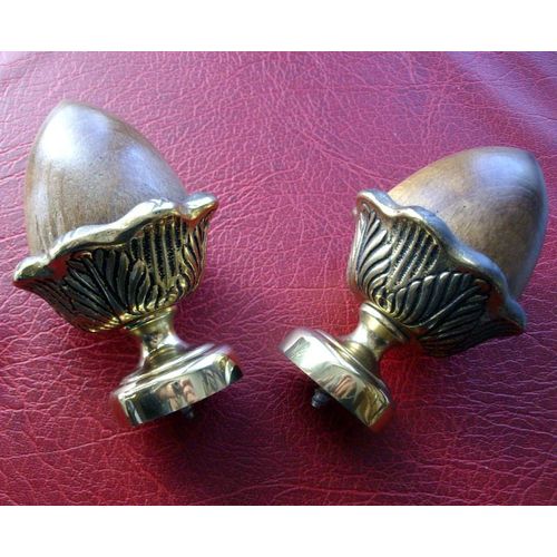 Paire D'embouts Tringle À Rideaux(Bronze/Bois Et Laiton)