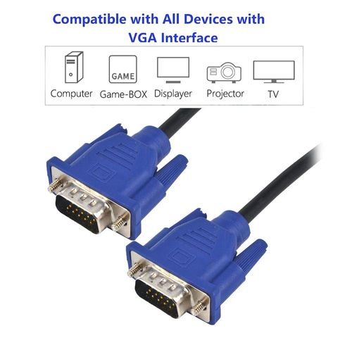 câble VGA 1080P mâle à mâle, connecteur 1.5m 3 + 2 15 broches, pour écran de projecteur d'ordinateur